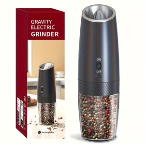 TEMU 1개 또는 2개 대용량 전동 스파이스 그라인더, 원터치 작동 LED 조명, 고출력 모터 - 후추, 향신료, 허브, 커피, 코코아, 견과류 버터용 - 소금, 후추, 시나몬, 코리앤더 호환 - 홈 키친에 이상적 - 쉬운 청소 디자인 및 자동 청소 기능 - 블랙/모던 디자인 - MERTTURM 브랜드, 소형 소금 및 후추 그라인더, 배터리 후추 그라인더