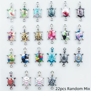 TEMU 22개/11개 혼합 소규모 비즈니스 용품 흰색 플레이트 에나멜 색상 거북이 거북이 커넥터 장식 보석 만들기 팔찌 액세서리 DIY 수제 공예. 목걸이 팔찌 열쇠고리 액세서리. 가족 및 친구를 위한 완벽한 휴일 선물