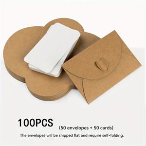 TEMU [100pcs 로맨틱한 하트 모양의 레트로 편지 세트] 50 미니 편지 + 50 흰색 카드, 미니 크래프트 종이 편지, 편지, 포스트카드, 인사 카드, 초대장, 비즈니스 카드, 웨딩 선물으로 사용할 수 있습니다.