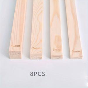 TEMU 8pcs 나무 슬래브 롤러 레일 세트 - 라이트 베이지 코크 소재, 세라믹 및 폴리머 제조용 클레이 롤러 가이드, 3mm/5mm/7mm/10mm 나무 패널, 형성 및 몰딩을 위한 기본 도자기 도구