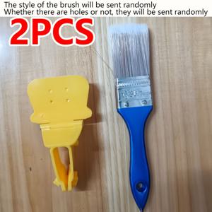 TEMU 2pcs 휴대용 경량 페인트 브러시, 나무 손잡이 - 빨간색/파란색 엣지 컬러 분리, DIY 프레임 벽 및 천장 엣지 장식용 내구성 플라스틱 섬유 실, 가정 개선 도구, 가정 개선 페인트 브러시, 벽 페인트 도구, 인간 중심 페인트 브러시, 나무 손잡이 페인트 브러시