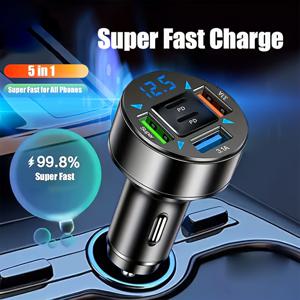 TEMU 250W 5포트 고속 충전 PD QC3.0 USB-C 차량용 어댑터, 모든 모델 호환, 휴일을 위한 완벽한 생일 선물