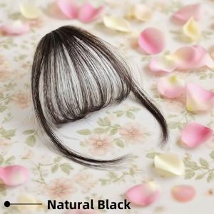 TEMU 여성용 리얼 인모 앞머리 클립 - 곡선적인 연한 앞머리 - 자연스러운 블랙/다크 브라운/라이트 브라운/블론드/레드/그레이/화이트 - 간편한 부착 및 제거, 데일리 여성용 헤어 익스텐션, 앞머리 헤어 익스텐션, 다용도 헤어피스