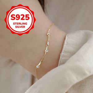 TEMU 925 스테인리스 실버 웨이브 팔찌 - 여성용, 우아하고 클래식하며 스파클링 큐빅 지르코니아 액세서리, 일상 착용 또는 선물에 적합, 데이 액세서리, 일상 착용 팔찌 | 웨이브 디자인 | 큐빅 지르코니아 액세서리, 팔찌