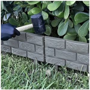 TEMU 8개의 플라스틱 울타리 패널 세트, 돌 벽돌 모양으로 디자인된, 분리 가능하고 부식 방지 기능이 있는 정원 및 잔디용 장벽 포함. 자연스러운 질감과 설치 도구가 함께 제공되어 야외 환경에 이상적입니다