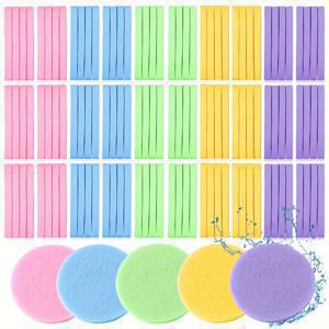 TEMU 120개입 컬러 압축 페이셜 스펀지 - 5가지 색상 (핑크, 블루, 그린, 옐로우, 퍼플) | BPA 프리, 무향, 부드러운 각질 제거 메이크업 리무버 및 클렌징 스펀지, 모든 밝은 베이지 피부톤에 적합 | 미용사 추천