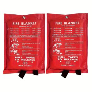 TEMU 2개입 방화 담요 세트 - 내구성 좋은 유리 섬유, 양면 사용, 찢김 방지 및 고온 저항, 가정, 주방, 캠핑, 사무실에 적합, 방화 담요, 고품질 원단