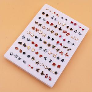 TEMU 50 쌍의 한국 스타일 귀걸이 세트, 드립 오일 페인팅 디자인, - 코팅 플라스틱, 귀여우며 다용도로 사용할 수 있는 일상 착용용, 모든 계절 액세서리, 귀여운 귀걸이