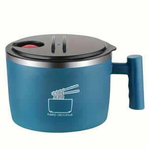 TEMU SHAON 스테인리스 라면 그릇 (뚜껑 & 손잡이 포함) - 대용량 휴대용 수프 샐러드 우동 국수 그릇, 410 스테인리스, 인체공학적 핸들, 피크닉 오피스 기숙사용, 누수 방지 및 세척 쉬운 디자인, 야외 식기, 고품질 소재, 내구성 강화, 하이킹 애호가 및 대학생을 위한 모던 테이블웨어