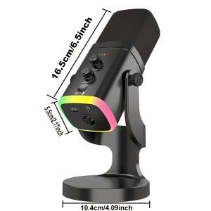 TEMU USB-C/XLR/USB 다이내믹 마이크 - 스트리밍, 게이밍, 유튜브 호환 - RGB, 음소거 버튼, 헤드폰 잭 & 스탠드 - 볼륨 조절 및 표시등 포함 PC 마이크 (플러그 앤 플레이) - 팟캐스팅, 노래, 녹음용