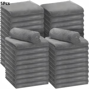 TEMU Hexiaoli 5개 세트, 초미세 섬유 청소 천, 사이즈 40, 64x40, 64cm, 400그램/제곱미터, 초흡수력, 초부드러움, 가벼움, 빠른 건조, 가장자리 없음, 털 없음, 긁힘 없음, 자동차 폴리싱 및 디테일 처리에 적합