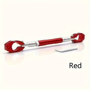 TEMU 알루미늄 합금 소재 조절 가능한 길이의 밸런스 바, 블랙 & 레드 색상, 야외 라이딩용 로드 강화 및 밸런스 수정 액세서리