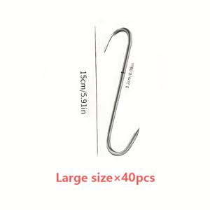 TEMU 40개입 고강도 스테인리스 스틸 S자 고리 | 양방향, 녹 방지, 광택 표면, 소고기, 칠면조, 오리 걸이용으로 적합, 강력한 하중 용량, 가정, 육류 가게, 호텔에 적합, 대량 식품 관리에 필수적인 품목