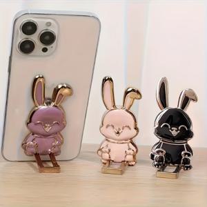 TEMU 3개 세트 백투스쿨 폰 케이스 스탠드, TikTok 인플루언서 푸시-풀 하드웨어 로드 데스크탑 레이지 래빗 홀더, 귀여운 폰 그립, 휴대폰 거치대,인플루언서 설정,미적 스탠드,스타일리시 그립,부드러운 풀아웃,내구성 있는 케이스,다목적 그립,콘텐츠 크리에이터,학생들