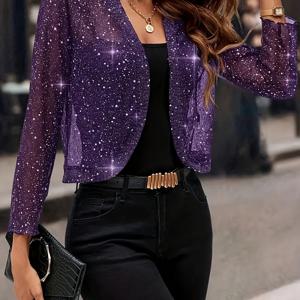 TEMU 여성용 우아한 - 버튼 없는 앞면 클로저, 긴 소매 재킷, 사무실에서 파티까지 활용 가능한 아우터웨어, 사계절 시크 코트, 다재다능한 레이어링, 세련된 디자인, 내구성 있는 구조, 패션 애호가를 위한 스타일리시 자켓