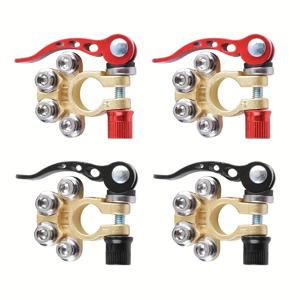 TEMU 4개 배터리 퀵 릴리스 클램프, 자동차 배터리 터미널 컨버터, 배터리 터미널 커넥터, 멀티포트 터미널 클립, 아연 합금 퀵 릴리스 터미널, 배터리 미포함, 내구성을 위해 설계됨