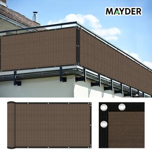 TEMU Mayder 브라운 발코니 사생활 보호 펜스 커버 | 고밀도 폴리에틸렌 두꺼운 방풍 햇빛 가리개 메시, 95% UV 보호, 내후성, 금속 아일렛, 뒤뜰, 파티오, 수영장에 적합
