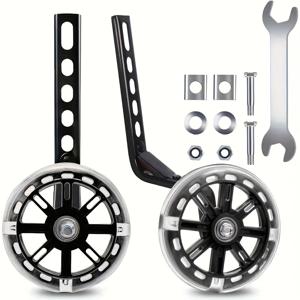 TEMU 1세트 자전거 훈련 휠, 낙하 방지 균형 보조 휠, 내구성 있고 설치가 쉬움, 조절 가능한 크기, 안전 보장 제공, 스테인리스 스틸 소재, 검정색, 자전거 훈련 휠, 자전거 훈련 휠|조절 가능한 휠 크기|내구성 있는 구조, 자전거 훈련 휠, 자전거 훈련 휠, 자전거 균형 보조, 자전거 액세서리, 자전거 휠, 자전거 액세서리