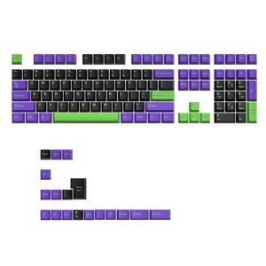 TEMU 퍼플 & 그린 메카닉 키보드 키캡 - 126키 풀 세트, 비색상 PBT 소재, OEM 높이, 3색 인젝션 몰딩, 61/68/84/87/98/104/108키 호환 가능, 내구성 및 스타일리시한 디자인, 키보드 액세서리, 생생한 컬러 주사, 매끄러운 질감|키캡|키캡