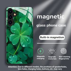 TEMU 삼성 갤럭시 노트20/S20/S21/S22/S23/S24/S25/플러스 울트라 FE 호환, 고급 보호 기능과 멋진 선물로 제공되는 스타일리시한 네잎 클로버 디자인 강화 유리 폰 케이스|S21케이스