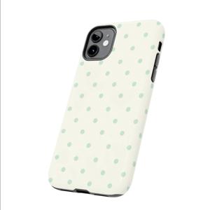 TEMU 아이폰 16 프로 맥스, 15 프로, 13, 11, 12, XS, 8 플러스, 7 호환 가능한 귀여운 연한색 도트 무늬 폰 케이스, 광택 2-in-1 디자인