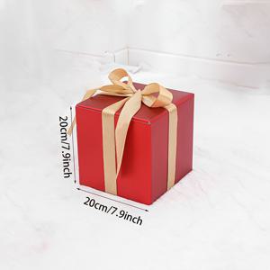 TEMU 1개 레드 & 골든 크리스마스 - 10/15/20cm, 빈 패키지 박스 (창문 디스플레이용), 쌓기형, 휴일 장식품 - 내구성 있는 종이 소재로 제작된 새해, 생일, 결혼식에 적합한 축제 분위기 연출을 위한 DIY 포장함. 조립 불필요, 파티 데코, 우아한 포장, 가벼운 무게, 수공예 느낌의 장식용 컨테이너