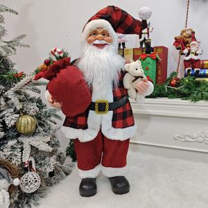 TEMU 1개 24인치 높이 수집용 피규어 - 레드 & 화이트 줄무늬 양말, 골든 동전 지갑 & 캔디 캔 포함, 내구성 있는 폴리에스터 휴일 장식품, 실내 홈 파티 선물용, 전기 필요 없음, 크리스마스 장식, 최고의 크리스마스 선물