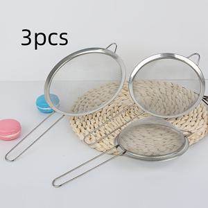 TEMU 3개 스테인리스 스틸 미세 메시 스트레이너 (메탈 손잡이 포함) - 다양한 크기의 밀가루 체 & 오일 필터, 음식 필터링용 내구성 좋은 메탈 메시, 대형 + 중형 + 소형