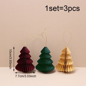 TEMU 1세트 (3개) - 크리에이티브한 종이 벌집형 크리스마스 트리 대/중/소 사이즈, 크리스마스 트리 장식용 펜던트, 크리스마스 파티 & 홈데코 수제품, 파티 장식용으로도 사용 가능