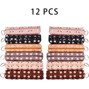 TEMU 6/12개입 스위트 스타일 농촌풍 소형 플로럴 컬러풀 필통 | 스타일 휴대용 수납 가방, 대학생에게 이상적, 할로윈 및 크리스마스 선물로 완벽