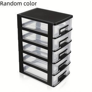 TEMU 5단 화이트 플라스틱 수납 캐비닛, 투명 서랍 포함 - 가정용, 사무실용 또는 여행용 다목적 정리함, 휴대 가능하고 스타일리시한 디자인, 침대 밑 보관