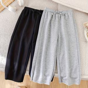 TEMU 2개 세트 '보우 디테일 캐주얼 롱 팬츠 - 단색, 레귤러 핏, 사계절 편안함, 탄성 허리 밴드, 벨트 없음, 봄 & 가을에 적합, 캐주얼 웨어, 야외 활동용, 어린이옷, 초등학생 여아바지, 키즈여아옷, 여아치마바지, 여아가을옷, 어린이바지, 여아 청바지, 여아 카고바