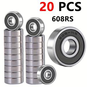 TEMU 20개 608 RS 미니어처 딥그루브 볼베어링 - 고정밀, 이중 러버씰이 있는 탄소강, 8mm x 22mm X 7m 저장공간, 정밀 엔지니어링, 기계부품, 실린더형 구조, 컴팩트한 디자인, 원활한 작동, 내구성 있는 방수, OEM/DIY 애호가용