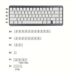 TEMU JMTCTECH 화이트 야광 키캡 세트 - 체리 PBT+PC 백라이트 키보드 캡, 크랙드 글로우 레전드 (QWERTY, AZERTY, DVORAK 호환) - 61/64/68/75/84/87/98/104/108 키 기계식 키보드 호환, 부드러운 타이핑 감각