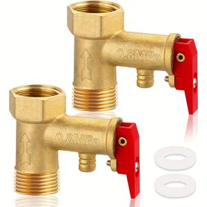 TEMU 2개 안전밸브, 1/2-인치, 0.8MPa 황동 이형압기구, F x A 가스켓이 포함된 수온조절기 배출용