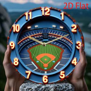 TEMU 8인치 빈티지 야구장 시계 - 레트로 야구장 디자인, 무소음 쿼츠 , 크고 읽기 쉬운 숫자, 블루 & 골드 스포츠 데코, 레드 트림 - 맨케이브, 게임룸, 스포츠 팬 선물용 - 내구성 아크릴 배터리 구동 (AA 배터리 미포함) - 홈 플레이트 표시기 & 번호 구획 - 야구 애호가를 위한 완벽한 선물, 야구 테마 룸 장식