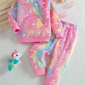 TEMU 봄과 가을에 야외 착용에 완벽한 새로운 귀여운 패턴 긴팔 상의와 바지 세트