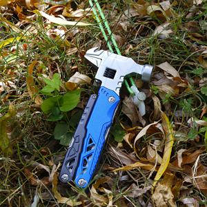 TEMU 다기능 텐트 말뚝 해머, 바늘 코 플라이어, 조절 가능한 렌치, 톱, 프라이 도구 통합. 내장형 스크루드라이버 비트 3개와 나일론 파우치 포함, 야외 및 차량용