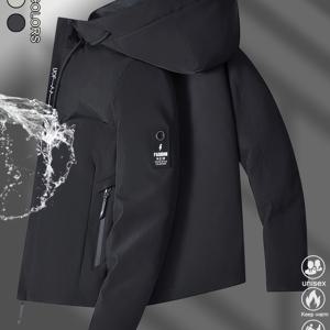 TEMU 남성용 풀지퍼 후드 자켓 - 헤비듀티 방풍 & 고품질 아우터웨어 코트, 풀지퍼 클로저, 풀길이 지퍼 & 지퍼 포켓 - 하이킹, 스키, 도시용 쉘 - 네이비, 그레이 색상 제공 - 봄/가을 캐주얼 & 포멀 이벤트에 이상적, 남성용 겨울 자켓, 스노우 자켓, 스키 자켓