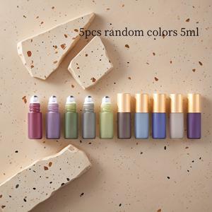 TEMU 여행용 필수품, 컬러 에센셜 오일 롤링 볼 병 5개, 0.17온스/0.33온스 용량, 향수 에센셜 오일 병, 무광 유리 빈 병, 향수병,스타일리시한 포장, 미학,손세탁만 가능,누수 방지 캡,롤링 볼 컨테이너,뷰티 애호가들