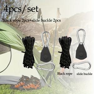 TEMU 8개 세트 / 4개 세트, 반사 스트립이 있는 157.48인치 금속 텐트 스테이크, 조절 가능한 코드 클립 포함, 텐트 및 축제 장식 고정에 적합, 쉬운 설치를 위한 탄성 야외 보관 가방 제공, 캠핑 장비 및 액세서리, 로프 후크, 고강도 카라비너, PC 가이 로프 텐션 키트, 접는 텐트용 도구, 캠핑 스와그 액세서리, 캠핑 카라비너(검정색)