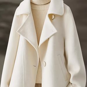 TEMU 여성용 우아한 플리스 코트 - 버튼 앞면 단추 여밈, 소녀스러운 여성용 구조적인 핏, 가을/겨울 겉옷, 캐주얼 및 포멀 웨어용 단색 디자인, 겨울 재킷, 시즌 패션, 클래식 스타일, 스타일리시 재킷, 여성자켓, 야상점퍼, 겨울코트, 겨울자켓