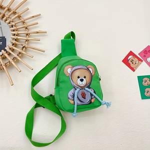 TEMU 어린이 귀여운 만화 곰 크로스바디 백 - 튼튼하고 가벼운 조절 가능한 스트랩, 지퍼 잠금, 폴리에스터 안감, 야외 여행 및 일상 사용을 위한 곰 디자인, 남아를 위한 완벽한 선물, 여행 가방, 장난기 넘치는 액세서리, 안전한 지퍼 잠금