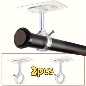 TEMU 천공 없는 천장 커튼봉 브라켓, 6개입 헤비듀티 접착식 커튼봉 브라켓, 조절 가능한 커튼 후크, 3.05cm 직경 봉 걸이, 옷장 및 침실용, 옷장 보관 솔루션,노드릴 설치,조절 가능한 후크,슬림 브래킷,내구성 있는 플라스틱,신뢰할 수 있는 하드웨어,걸이 막대,자체 접착 브래킷,임차인,작은 공간 생활