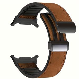 TEMU 삼성 8/8 클래식 스마트워치 밴드 호환 - 40mm/44mm/46mm 케이스용 합성가죽 스트랩, 자석 버클, 남녀 공용, 내구성 워치 손목 밴드 액세서리