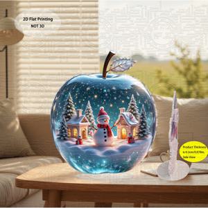 TEMU 2D 플랫, 겨울 눈사람 & 빛나는 효과 데스크탑 장식 - 2D 플랫 아크릴 테이블탑 오너먼트, 반짝이는 15cm/5.9