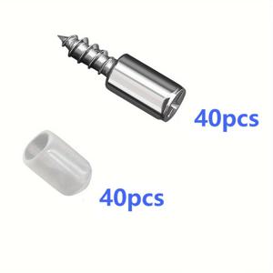 TEMU 80개 내구성 강화 스테인리스 스틸 선반 지지 핀 + 미끄럼 방지 슬리브 - 캐비닛, 라미네이트 보드, 유리문 및 선반용 셀프 태핑 나사 - 간편 설치 브래킷 키트 (사전 드릴링 필요 없음) - 목재, MDF, 파티클 호환, 선반 핀, 선반 브래킷, 핀용 선반 구멍, 연마, 나사 선반, 금속 선반용 선반 브래킷, 나사 필요 없음, 나사와 못