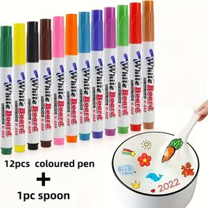 TEMU 스푼 포함 플로팅 물 펜 세트, 창의적인 매직 아트 브러쉬, 흔적 없이 쉽게 지우기, 플로팅 펜, 수성 잉크, 페인팅, 드로잉 & 미술 용품, 페인팅 용품 | 생생한 브러쉬 | 수성 잉크