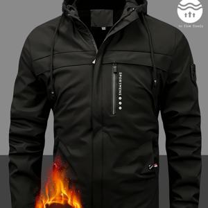 TEMU 남성용 헤비듀티 보온 후드 재킷 - 전면 지퍼 클로저, 후드 칼라, 폴리에스터 단열 - 하이킹, 겨울 재킷, 캠핑 장비용 겨울 코트, 보온 코트, 남성용 겨울 재킷, 남성겨울자켓, , 겨울옷