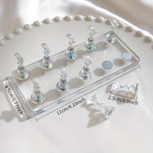 TEMU 네일 연습용 스탠드 - 이중 행 투명 베이스, 10가지 컬러풀 오로라 네일 홀더, 초보자 및 미용실 매니큐리스트를 위한 강력한 자석 아크릴 디스플레이 체스보드 포함, 네일 아트 랙 네일 아트 연습용 네일 스탠드 디스플레이 스탠드 접착제 포함, 매니큐어 트레이닝,초보자용 매니큐어,뷰티 학생들